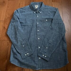 Men’s LLBean Blue Chambray Stretch LS Shirt Traditional Fit Untuck XL